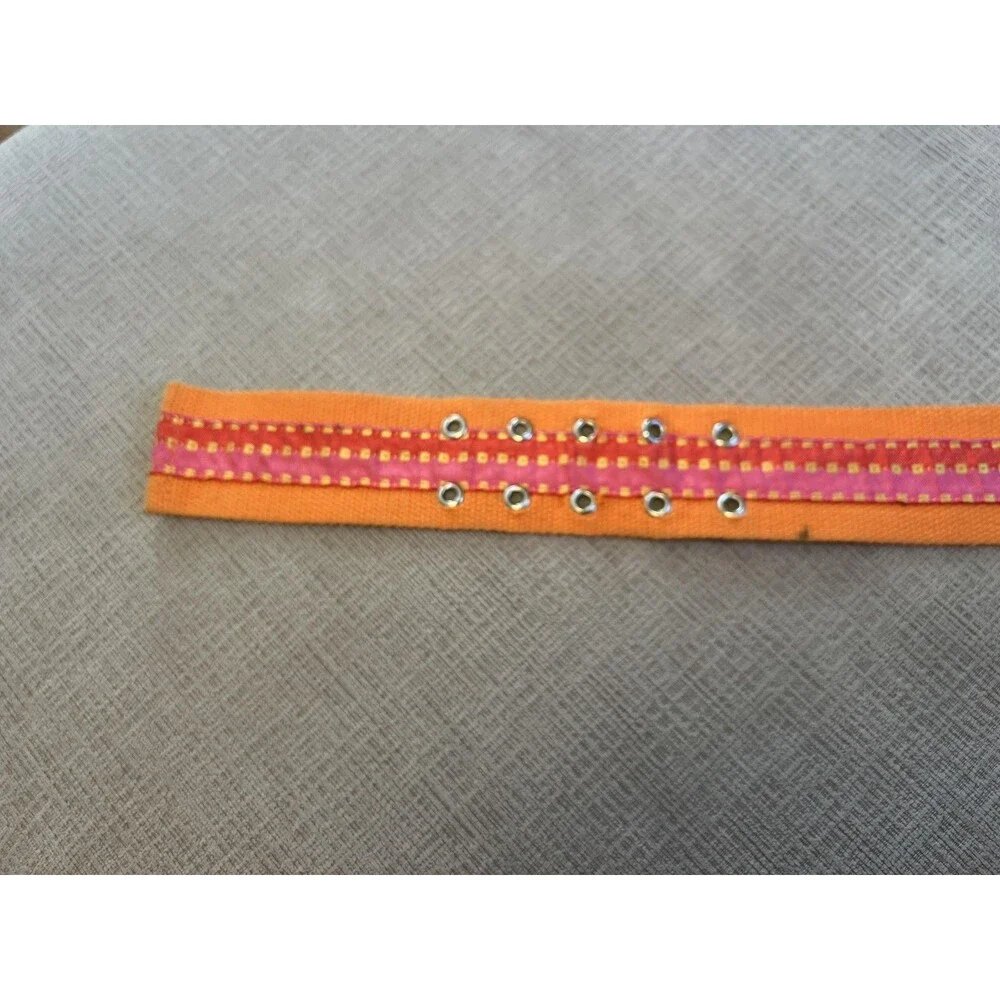 Handmade Bohemian Canvas Belt Womens One Size Double Prong Grommet
